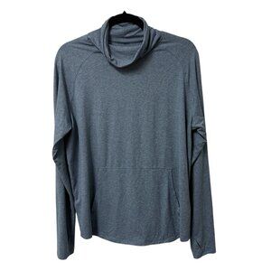 EDDIE BAUER ACTIVE FUNNEL NECK PULLOVER HEATHER BLUE PERFORMANCE WOMENS XL